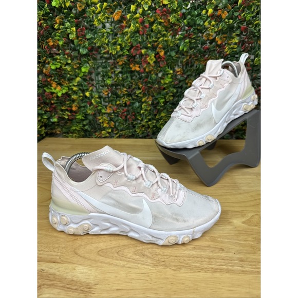 Nike React Element 55 Pink White Athletic Running Shoes Sneakers Women's 10 GUC - Picture 1 of 11